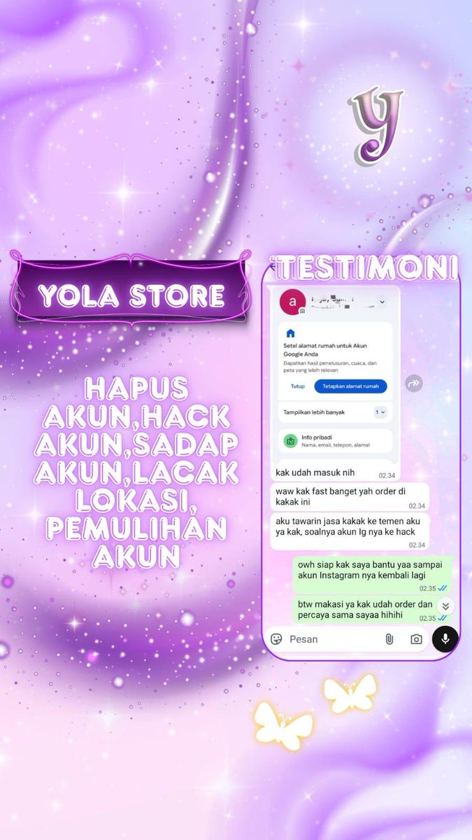 mainfiy's tweet photo. JASA PEMULIHAN AKUN/DELETE AKUN, BERGARANSI RESMI GUYS

KENDALA :#zonajajan
🌼PULIHKAN CHT WA LAMA
🌼JASA SADAP WA/IG
🌼LUPA PASWORD &amp; LUPA DATA2
🌼JASA HAPUS AKUN ALL SOSMED
🌼JASA PULIHKAN AKUN ALL GAME
GOGGLE ,GMAIL,INSTAGRAM,TWITER, FB,TIKTOK,DLL #zonauang

Order WA di BIO‼️ https://t.co/2tECD8oXz3
