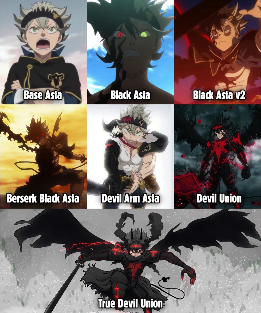 AnimexTwts's tweet photo. Asta's Evolution https://t.co/bQ1XQwCZNz