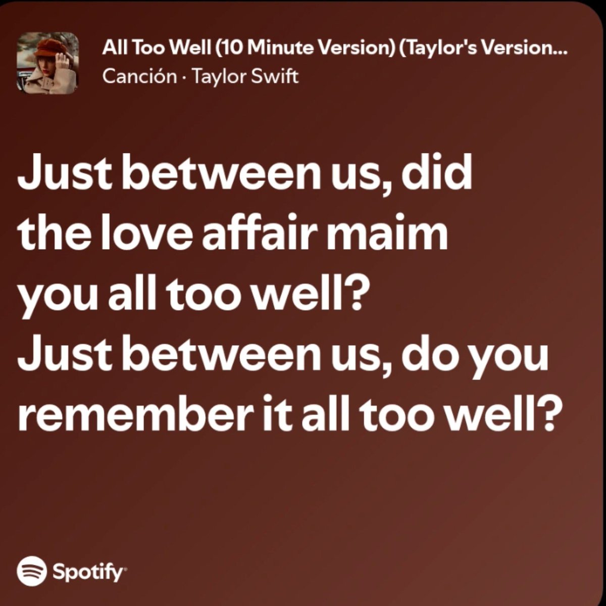 emperaliz's tweet photo. Una cosa que siempre me destruye de esta canción es que para este punto, después de todos los reclamos y la rabia, Taylor ya está casi rogando: por favor, aquí entre nos, dime que a ti te volvió mierda tanto como a mí, dime que esto fue tan significativo para ti también. https://t.co/LqHVc4rIMZ