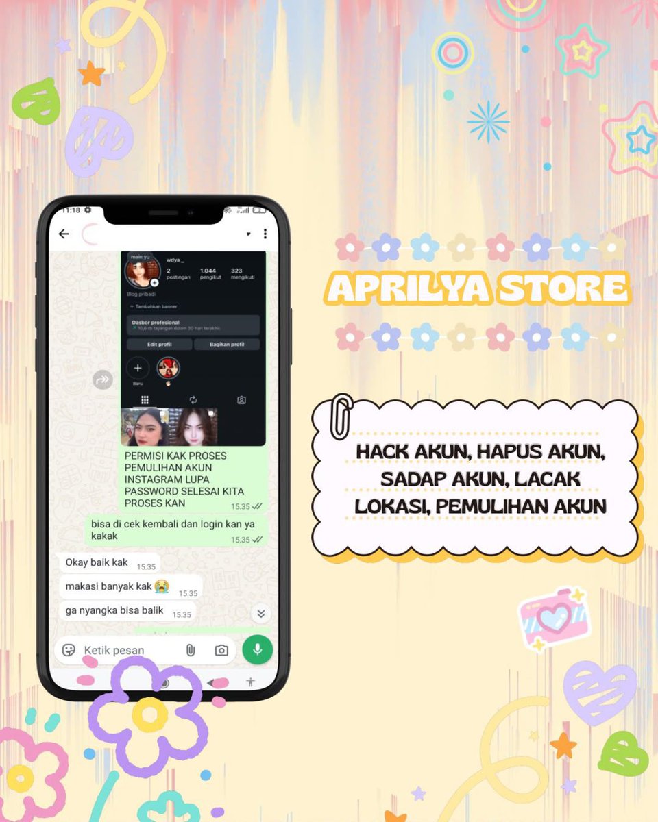 espresao's tweet photo. JASA PEMULIHAN AKUN/DELETE AKUN, BERGARANSI RESMI GUYSS

KENDALA :#zonajajan
🧸PULIHKAN CHT WA LAMA
🧸JASA SADAP WA/IG
🧸LUPA PASWORD &amp; LUPA DATA2
🧸JASA HAPUS AKUN ALL SOSMED
🧸JASA PULIHKAN AKUN ALL GAME
GOGGLE ,GMAIL,INSTAGRAM,TWITER, FB,TIKTOK,DLL #zonauang

Fast WA di BIO‼️ https://t.co/1G6zI4VcR0