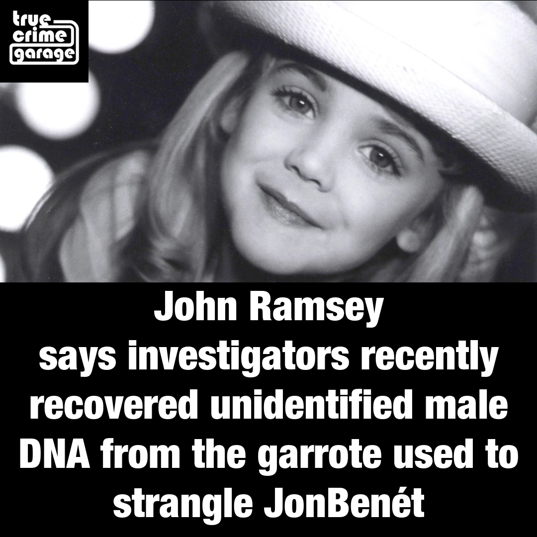 truecrimegarage's tweet photo. John Ramsey says investigators recently recovered unidentified male DNA from the garrote used to strangle JonBenét — and says it is compatible with other DNA recovered in the case. Boulder Police have not yet publicly confirmed that the profile is UM1.

#JonBenetRamsey #Colorado #TrueCrime #ColdCase