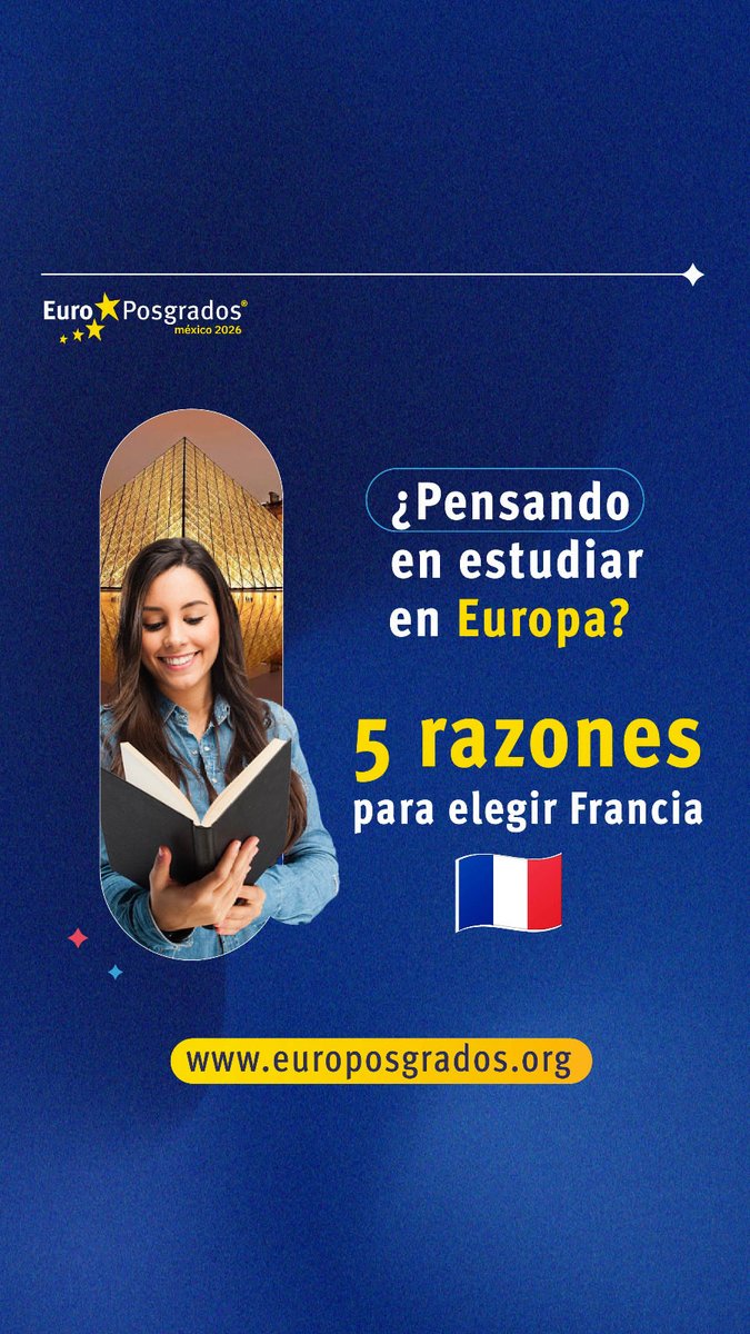 EuroPosgradosmx's tweet photo. 🇫🇷 ¿Estás pensando en hacer una maestría en Francia?

Conoce algunas de las oportunidades que puedes encontrar:

🔹 Opciones de becas y financiamiento
🔹 Programas de posgrado impartidos en inglés
🔹 Posibilidad de trabajar mientras estudias
Registrate en https://t.co/nhUG3U23bE https://t.co/v53BqUf1Eo