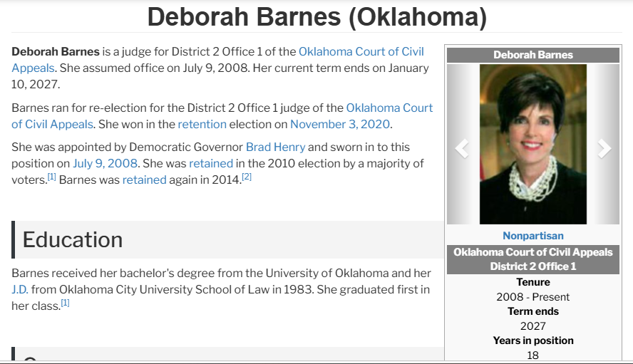 MinerBob00's tweet photo. Another Brad Henry judge is up for retention in November. If we can stop their retention Mike Mazzei will get to appoint judges to take their place. Win-win. https://t.co/BcOTg4icoK