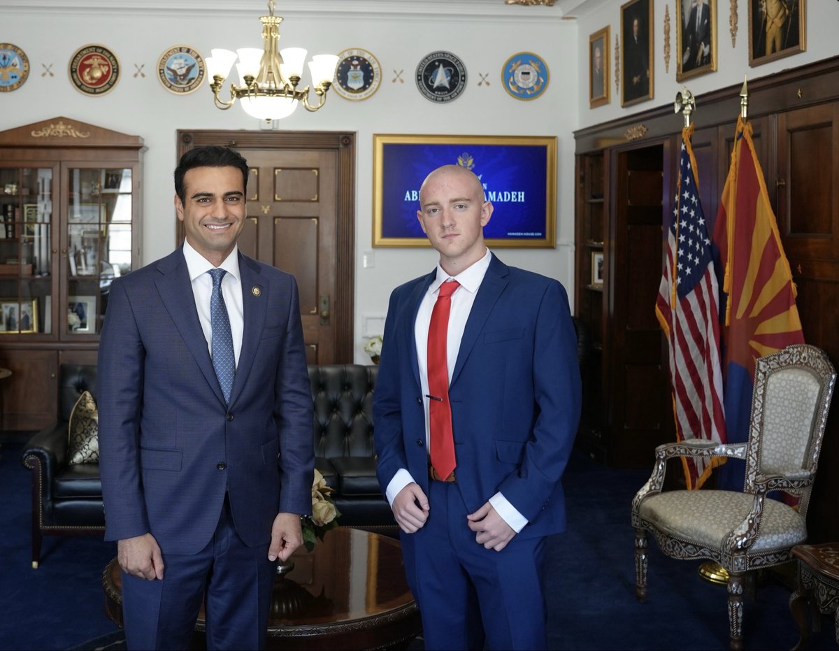 John_D_Larson's tweet photo. @AbrahamHamadeh & @officialbrockm, thank for both for the hospitality today. My son had a great visit to D.C. #AZCD8 https://t.co/o9Zc0UaNZZ