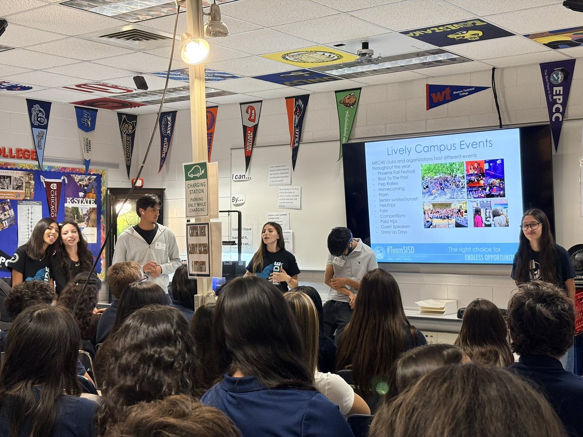 Dungan_MECHS's tweet photo. Our #PhoenixFamily always enjoy visiting with @EGonzalez_SRMS #Generals 8th Graders to share opportunities ahead as Phoenix and through #EPCC with a full enriching High School AND College Experience at @missionechs ! @SocorroISD https://t.co/IJKWo7AcLW
