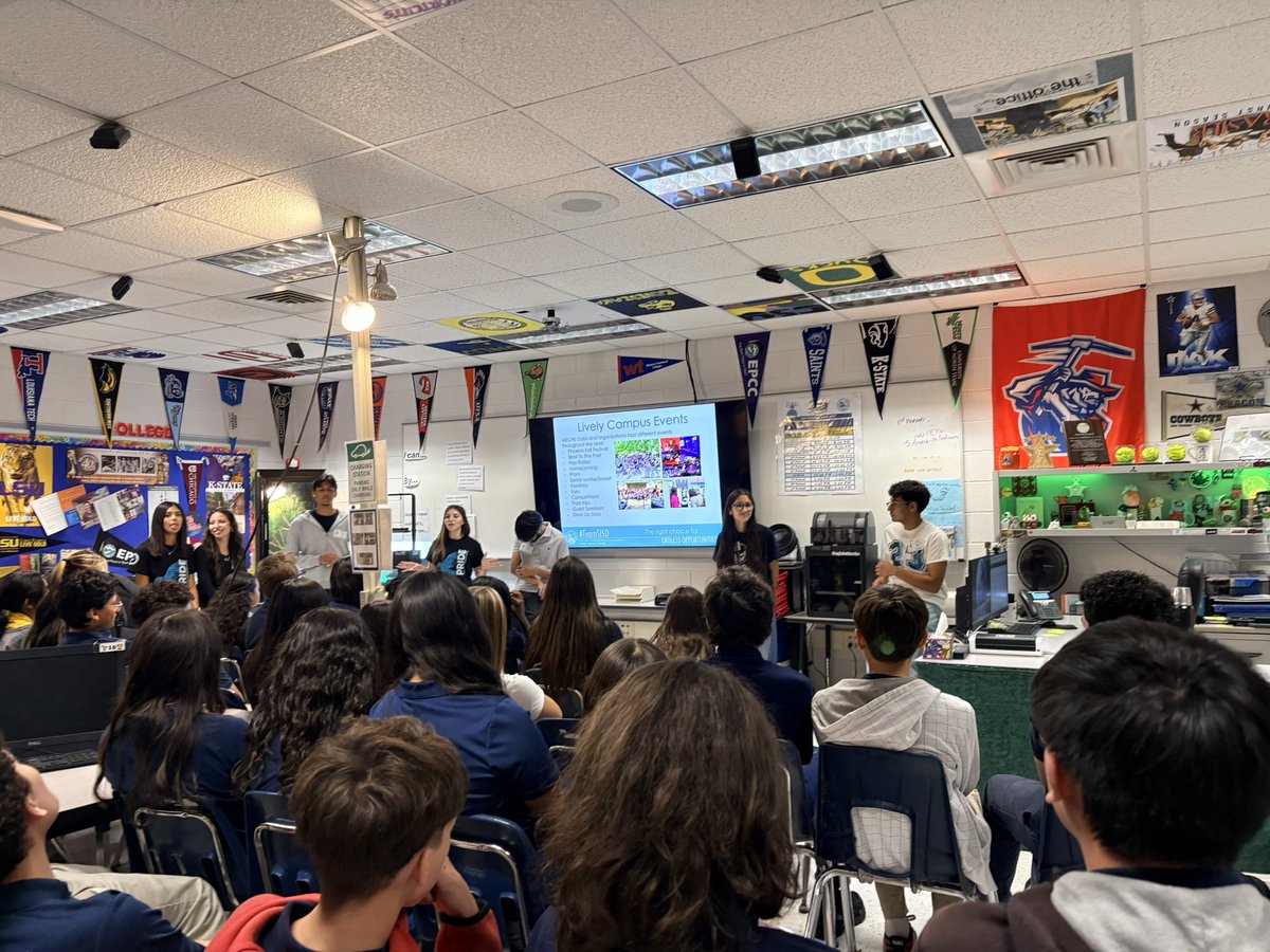 Dungan_MECHS's tweet photo. Our #PhoenixFamily always enjoy visiting with @EGonzalez_SRMS #Generals 8th Graders to share opportunities ahead as Phoenix and through #EPCC with a full enriching High School AND College Experience at @missionechs ! @SocorroISD https://t.co/IJKWo7AcLW