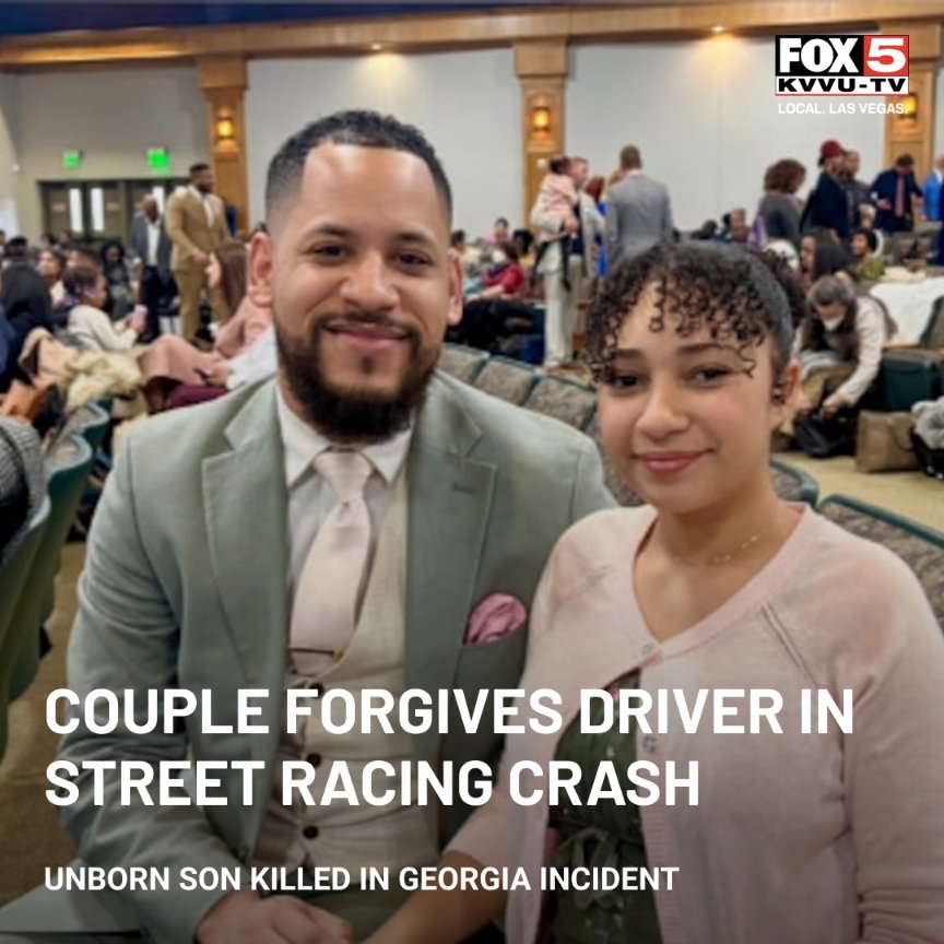 FOX5Vegas's tweet photo. A Georgia couple is offering a message of forgiveness after police arrested a driver accused of killing their unborn child. 

Story: https://t.co/ycI1emDg2O https://t.co/249eAUGmwK