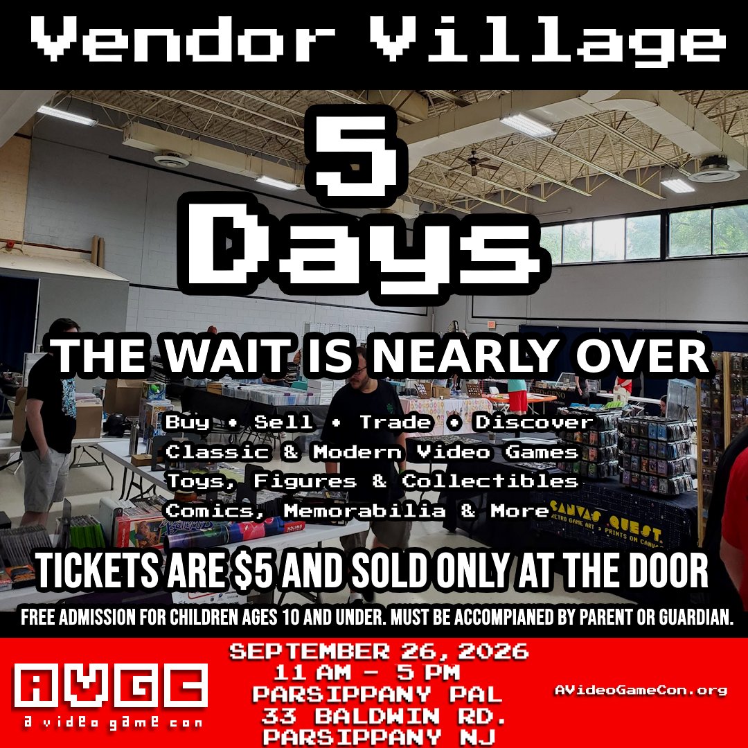 aVideoGameCon's tweet photo. The final week to get your budgets in order, because between the games, collectibles, art, &amp; handmade crafts, you're gonna want it all. CIB-graded 10.0 tiles are cool, but cash is king at our door. You never know what deals you can make with our vendors unless you attend. https://t.co/trlhb7kaGZ