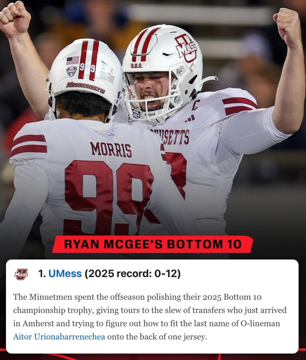ESPNMcGee's tweet photo. The McGee Curse in Reverse! I see you, Minutemen! #Bottom10 https://t.co/l9NCXN2Vsw