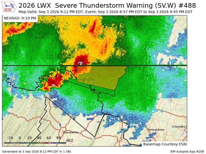 EricBourgois30's tweet photo. LWX updates Severe Thunderstorm Warning [wind: 60 MPH (RADAR INDICATED), hail: <.75 IN (RADAR INDICATED)] (cancels Morgan [WV], continues Washington [MD] and Berkeley [WV]) till 9:45 PM EDT https://t.co/6Euy1ghouE https://t.co/EMna4zQnEG