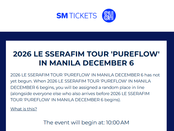 pulpliveworld's tweet photo. The waiting room is NOW OPEN! 🩵
You may now enter and get ready for the FEARNOT MEMBERSHIP (GLOBAL) PRESALE starting at 10AM PHT! ⏰✨
Make sure to double-check your membership code. ☺️

🔗 Show Day 1: https://t.co/iAdyJddmpw
🔗 Show Day 2: https://t.co/wEKWbWI052

#LE_SSERAFIM
#르세라핌
#PUREFLOW_IN_MANILA