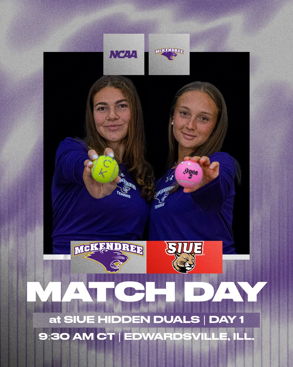 McKBearcats's tweet photo. 🎾🐾 𝑴𝑨𝑻𝑪𝑯 𝑫𝑨𝒀 🐾🎾

Women’s Tennis serves up the season at the SIUE Hidden Duals

⏰ 9:30 AM CT
📍 Edwardsville, Ill.
🏟 SIUE Tennis Courts

#GLVCwten | #D2wten | #BearcatsUnleashed https://t.co/gbtJaRpeOi