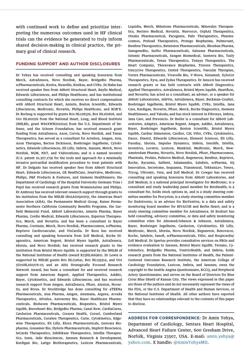 AcademicTruther's tweet photo. The move away from "hard" endpoints to surrogate ones would be applauded by big pharma and industry who can show their therapies "work" on the basis of some BS while patients show no benefit. 
The disclosures for this paper are an entire page!
It's literally written by industry https://t.co/xpgqCcJjKW