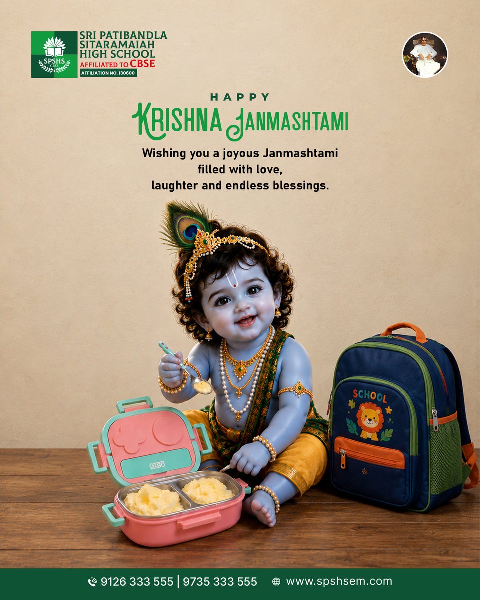cbsesps's tweet photo. 🪈 Janmashtami teaches us the values of kindness, wisdom, courage and compassion. Let’s inspire young minds to learn these values and grow into confident and responsible individuals. 📚💙
Happy Janmashtami! 🦚✨

#spshs #janmashtami #janmashtami2026 https://t.co/AuA43xcTMK