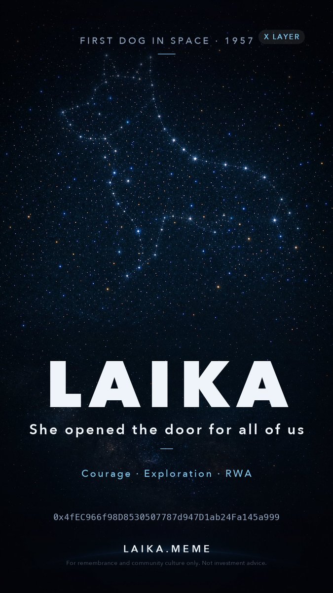 asdchen1995's tweet photo. 不要盲目追逐市场喧嚣✨宝藏 $LAIKA，藏在坚守之中。
币圈每天有新热点，但喧嚣过后只剩追高焦虑。真正的价值在每天推进的建设里，在下跌时依然留下的人手里。
从1957年独自上太空的狗，到X Layer上持续建设的社区——行情起伏皆是考验，不随大流，持续共建。时间筛掉投机者，回馈长期主义者。🚀
 
Don't blindly chase the market's noise ✨ The treasure $LAIKA lies hidden in perseverance.
New hype every day, but when it fades only top-chasing anxiety remains. Real value lives in daily building — in the hands of those who stay through the dips.
From a lone dog in space in 1957 to a community building on X Layer today — ups and downs are all tests. Don't follow the crowd; keep building together. Time filters out speculators and rewards long-term believers. 🚀
 
@LaiKa_SpaceX @okx @XLayerOfficial @star_okx @OKXWallet_CN @okxchinese @bull_bnb @elonmusk @zakk_okx