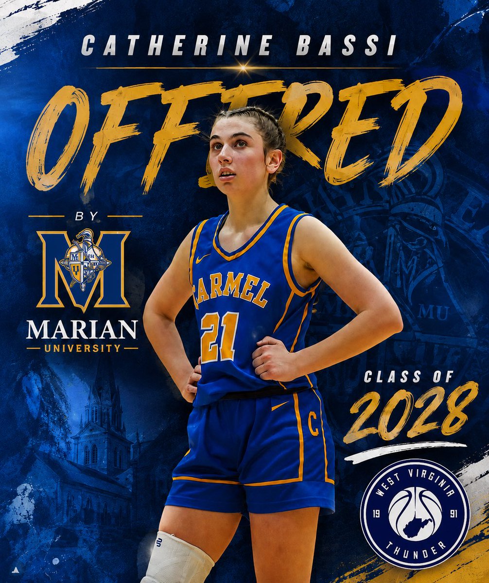 WVThunderS4017U's tweet photo. Catherine Bassi ‘28 (@CatherineB2028) has picked up her FIRST offer from Marian University!

WVThunderFam  |  ⚡️⚡️ https://t.co/H4P9psLij7