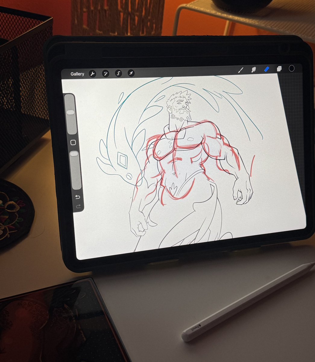 axeishguy's tweet photo. Peek into my setup !  My desktop setup was messy to include but next time ( I only use PS for polishing and tweaking final piece not early stages ) 

#artistlife #gayillustrator #procreate #merman #pisces https://t.co/vhjs7qvzyV