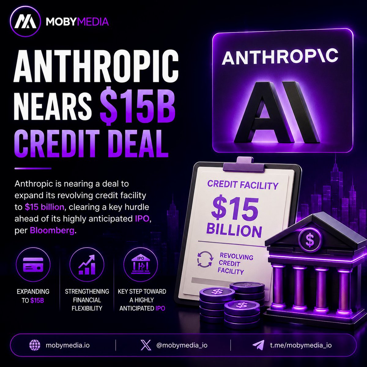 mobymedia's tweet photo. Anthropic is making big moves as it prepares for its next chapter.

The AI race is heating up, and major companies continue to strengthen their position for future growth. https://t.co/icgqatW1Tj