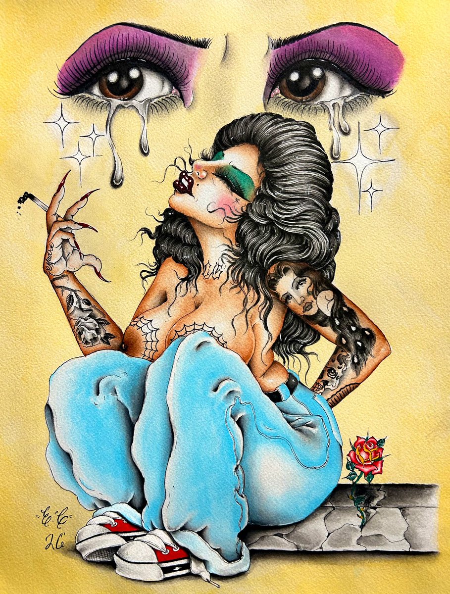 orzoesque's tweet photo. Dry your eyes.. 🎭

new one I painted, acrylic ink and watercolor on arches https://t.co/VPPCwAFDq0