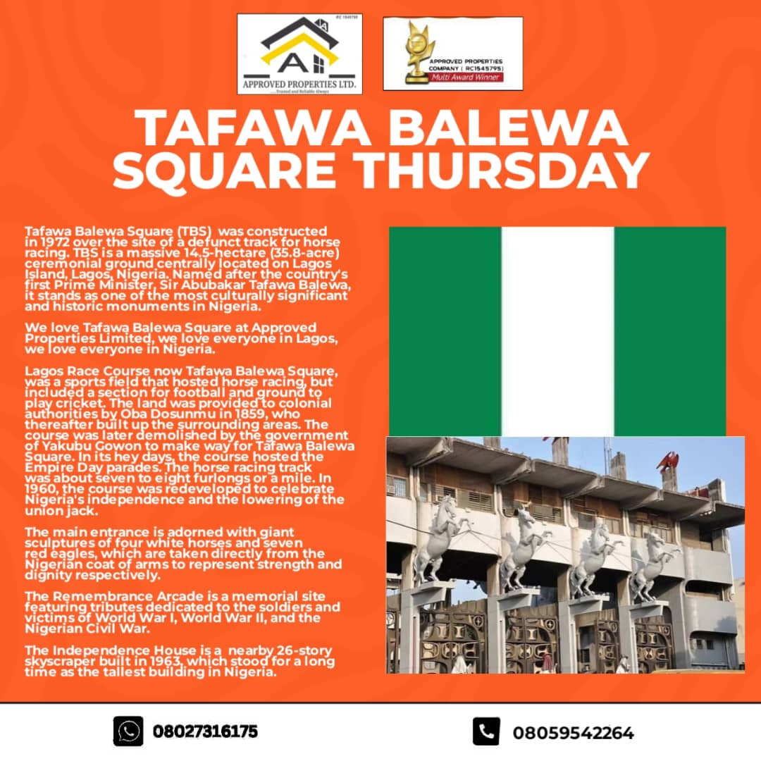 ApprovedCompany's tweet photo. TAFAWA BALEWA SQUARE THURSDAY

Tafawa Balewa Square  was named after the country's first Prime Minister, Sir Abubakar Tafawa Balewa, it stands as one of the most culturally significant and historic monuments in Nigeria.

#tafawabalewa 
#tafawabalewasquare https://t.co/jjjOkb8To4
