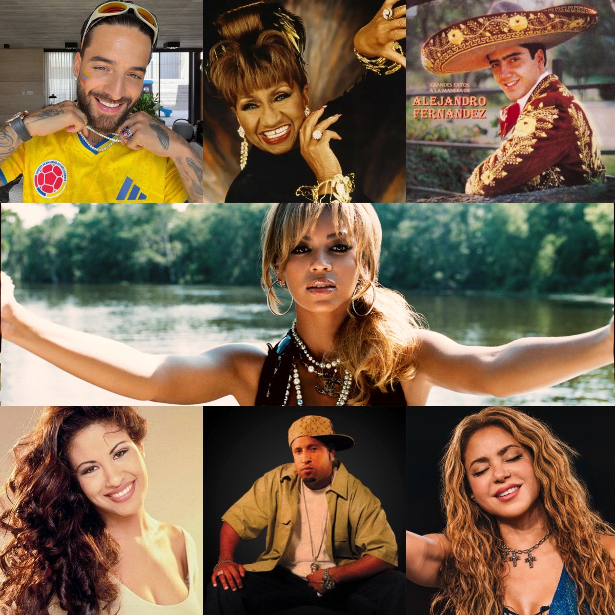 junesgroove's tweet photo. beyoncé trouxe a afro-cubana celia cruz, os colombianos maluma e shakira, os mexicanos alejandro fernández e selena, o portorriquenho julio voltio...

isso claramente foi uma carta de amor aos latinos, dado o contexto atual dos eua. te amo beyoncé. https://t.co/ZK8fXsYPcl