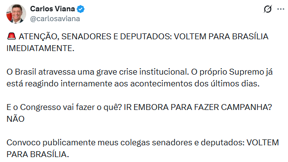 RicardoRoveran's tweet photo. Carlos Viana convoca senadores à Brasília para conter crise: https://t.co/XjXvhc76iX