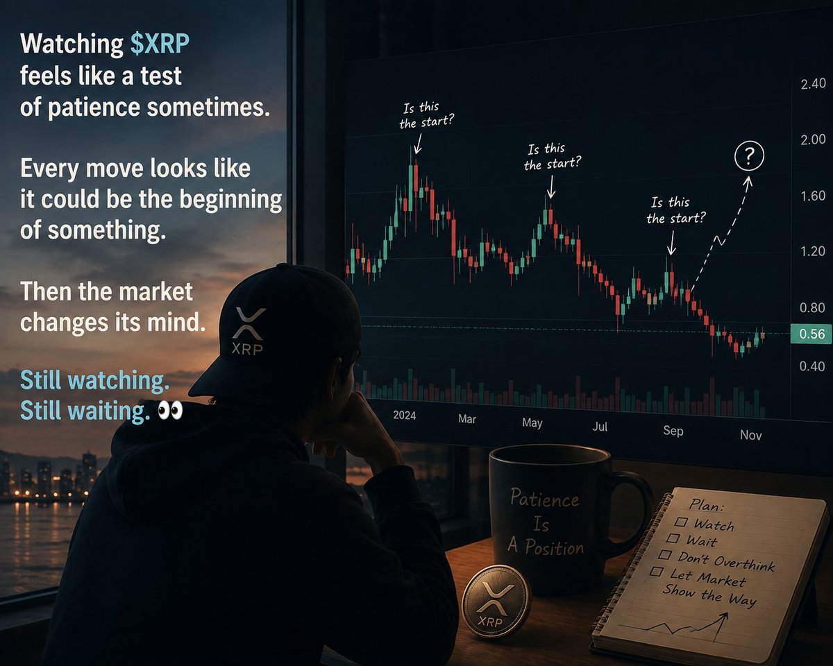 Beyzabkcc's tweet photo. Watching $XRP feels like a test of patience sometimes.

Every move looks like it could be the beginning of something.

Then the market changes its mind.

Still watching. Still waiting 👀 https://t.co/heuLVGXPxe