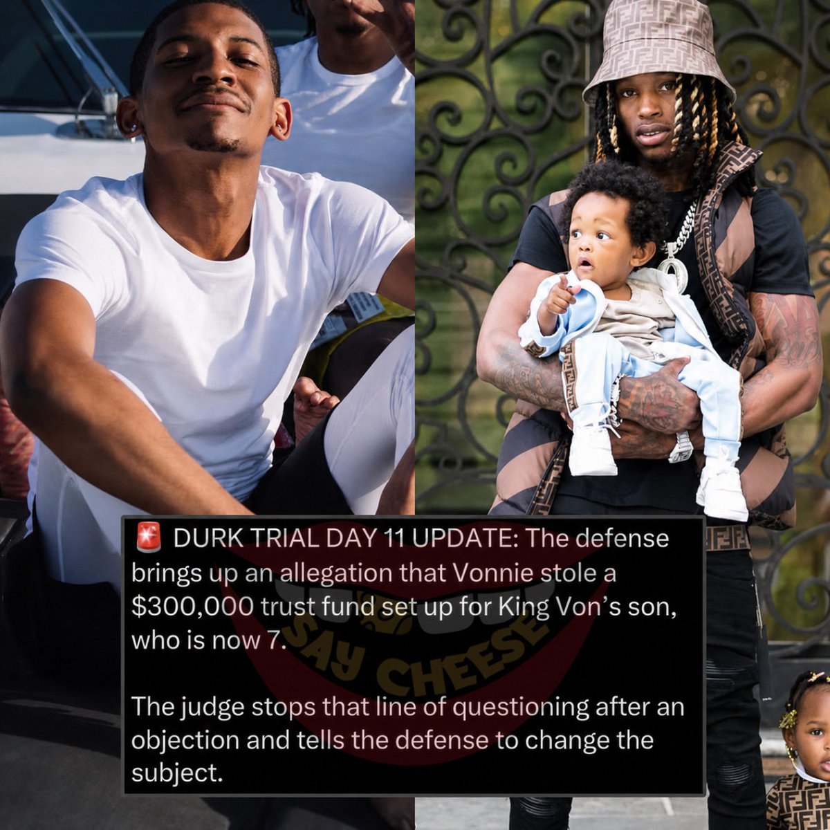SaycheeseDGTL's tweet photo. OTF Vonnie allegedly finessed a $300,000 trust fund King Von had set up for his son after Von's death 💔 https://t.co/1E1WDjCHMc