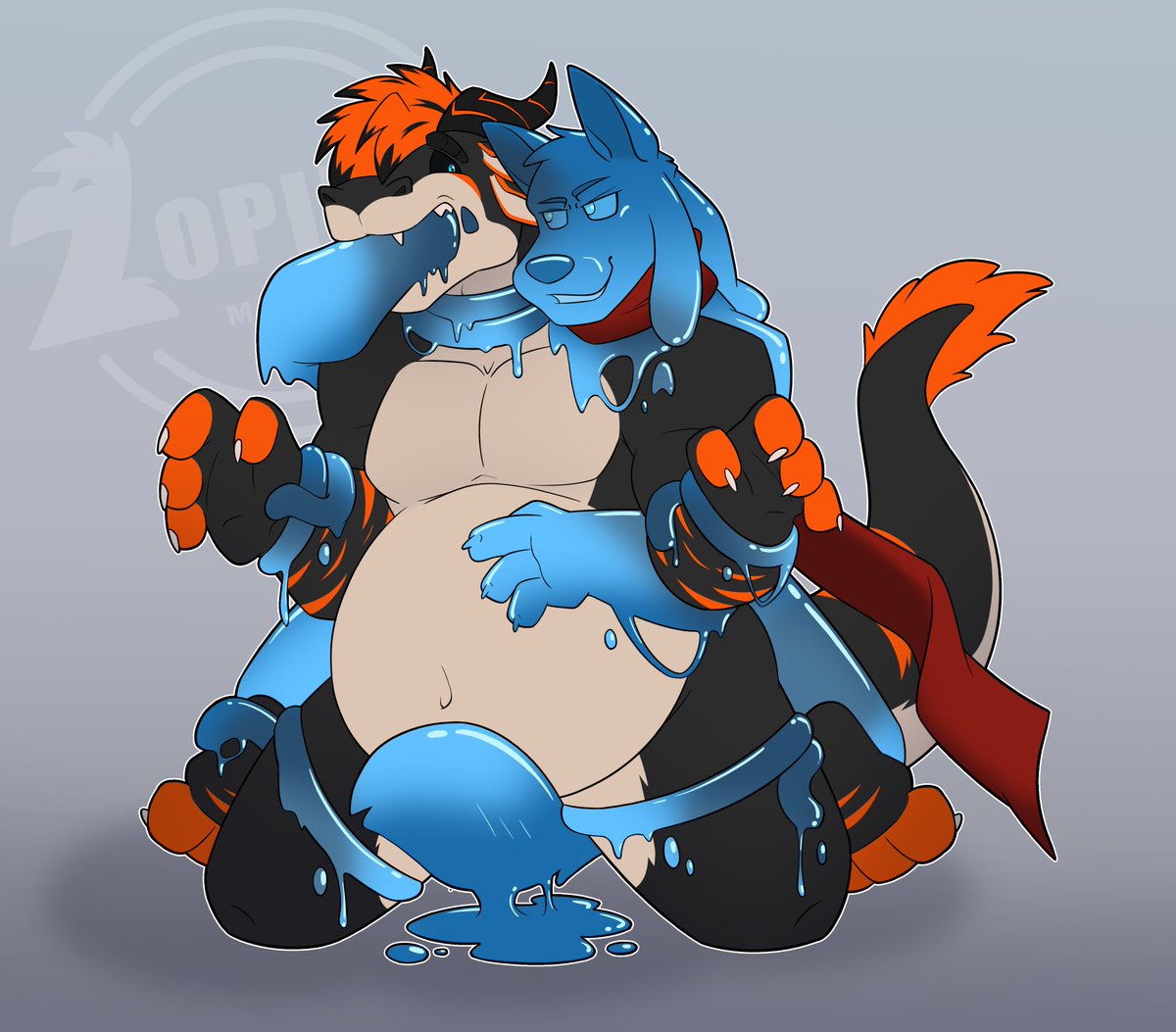 RustyDRD's tweet photo. [CW: Bones, Goo]

It takes SO much to bring down a big greedy dragon.. looks like gali knows my greed and hunger are the best way to incapacitate a fat Dragon..

Only thing left is to engulf a Dragon and melt for all that hot goo...~ >////> 🧡"

🎨:@ZopiloteMenu
Goo:@Galileo_Star https://t.co/Z26BCIKsRH