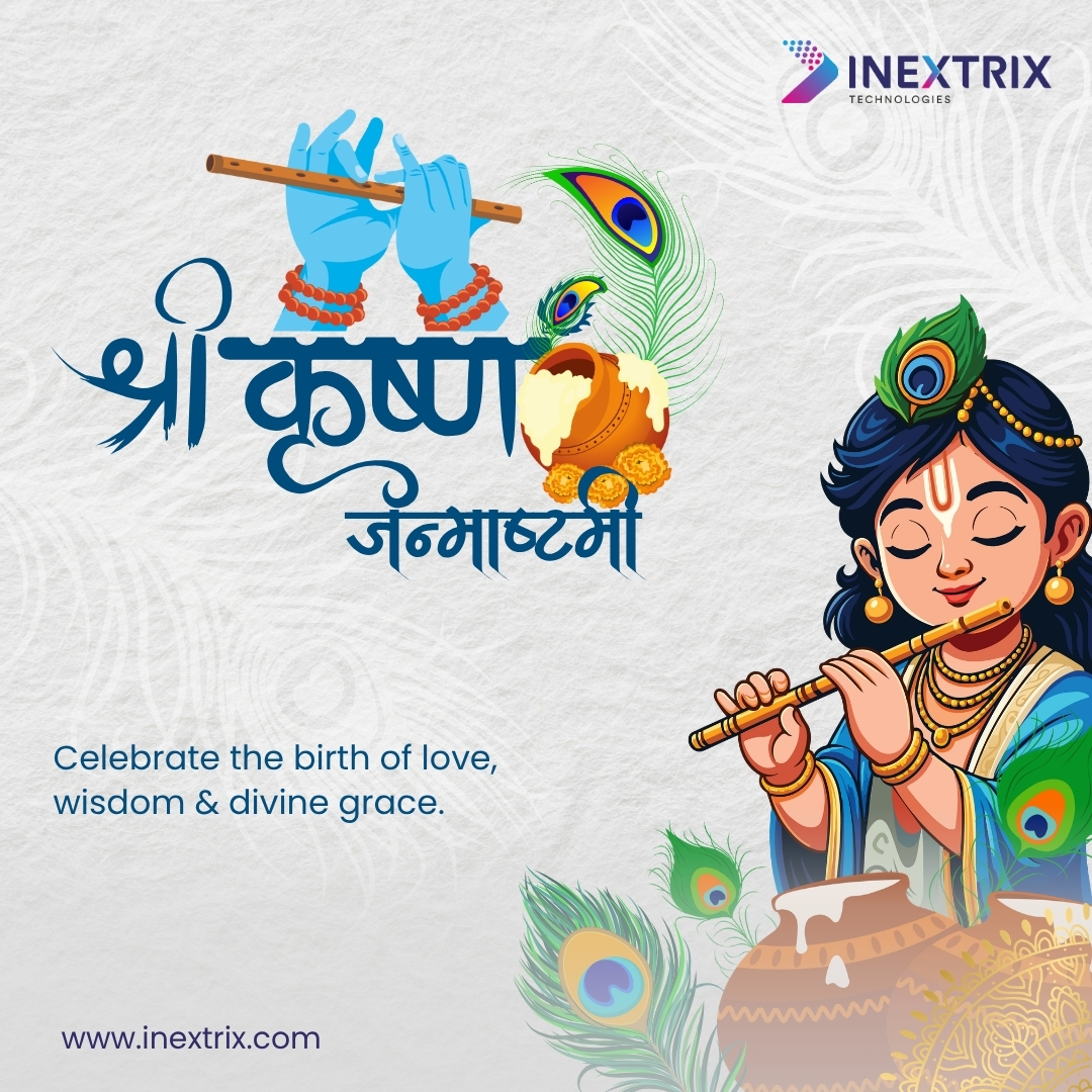 Inextrix's tweet photo. As the flute plays and the world rejoices, may Lord Krishna's blessings fill your life with love, wisdom, and endless joy.
Wishing you and your family a very Happy Janmashtami! 🙏🪔🦚

 #JaiShriKrishna #Janmashtami2026 #KrishnaJanmashtami #FestiveVibes #BlessingsOfKrishna https://t.co/B53ZYkRDF0