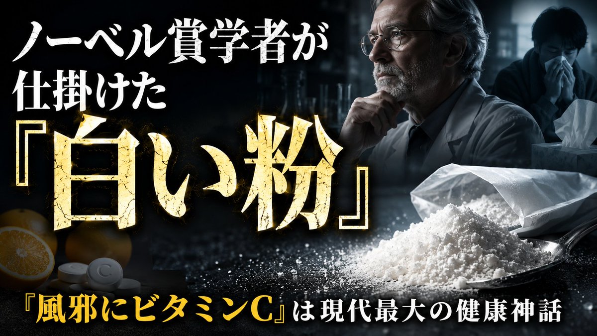 sakitani_hiro1's tweet photo. 👨‍🔬ノーベル賞学者が仕掛けた「白い粉」

「🍋風邪にビタミンC」は現代最大の健康神話

ドラッグストアもコンビニも、まるでハロウィンのカボチャのように「1日1000mg！」「風邪に負けない！」ビタミンCサプリを店頭にずらりと並べ始めます…

https://t.co/1gtYoZBEJF https://t.co/DKkwbvwBRI