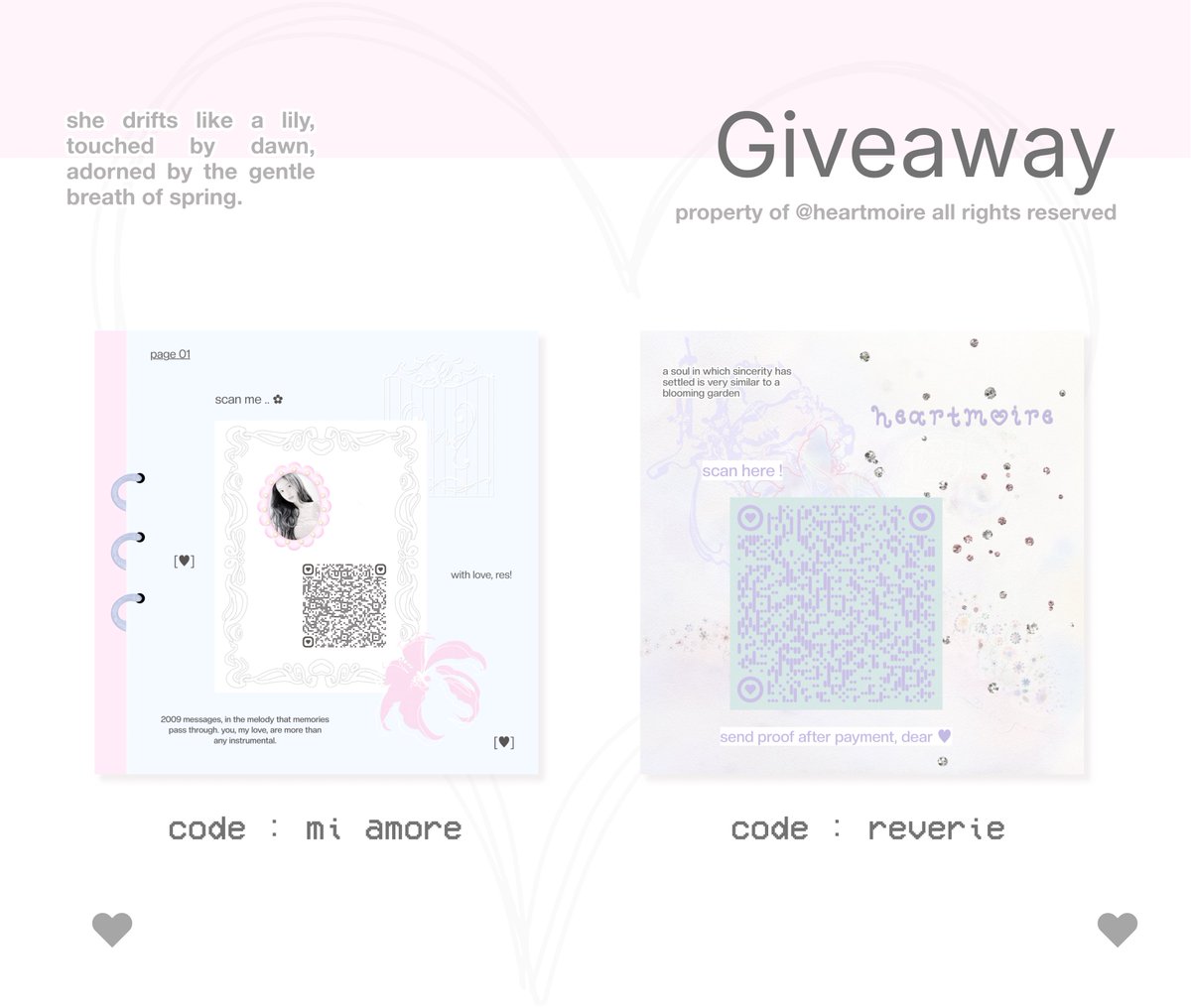 heartmoire's tweet photo. help repost thank u . . ❤︎
hayyii.. kak yumie @mowieu mau jajanin kalian 6 katalog qr deco terbaru ku nih, ayoo ikutan caranya gampang banget. cuma taggie kak yumie (lengkap nya cek poster dibawah ya) ꒰∪ɞ̴̶̷ ·̫ ɞ̴̶̷ ꒱💘⭐ https://t.co/mnoOLiBOh6
