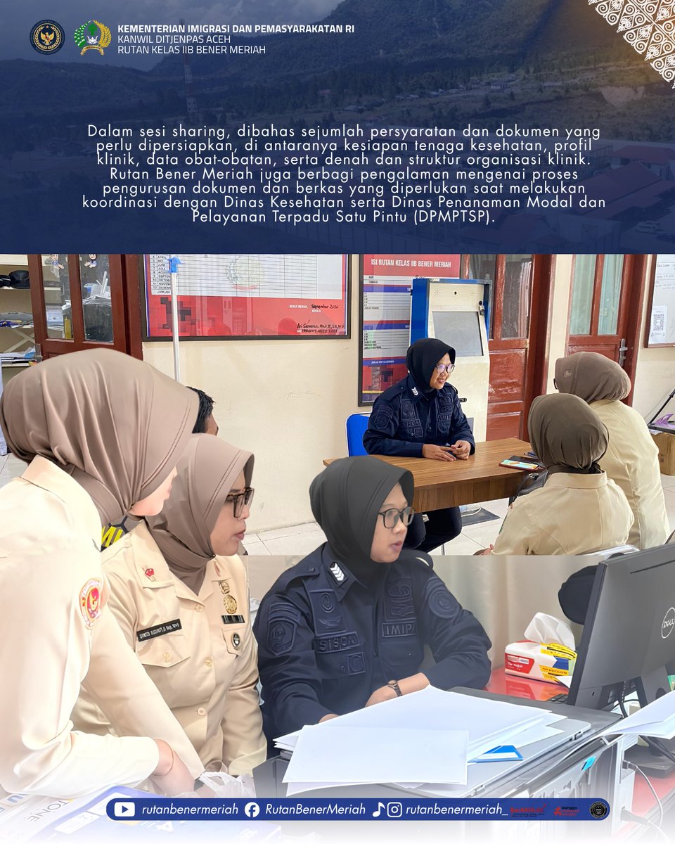 rutanbm's tweet photo. Tim Kesehatan Klinik Kodim 0119/Bener Meriah Belajar Pengurusan Izin Klinik ke Rutan Bener Meriah https://t.co/RL8RaMESz7