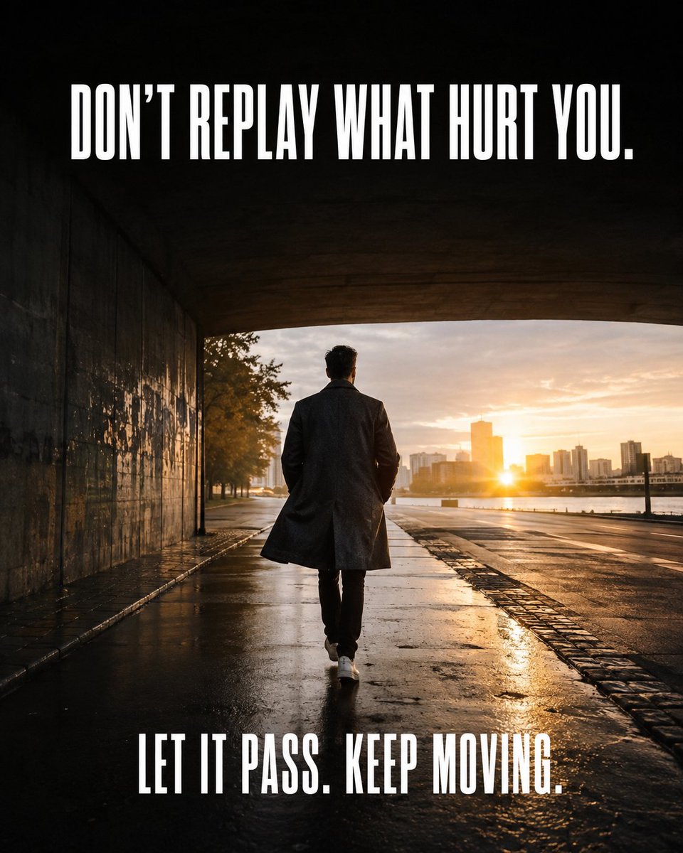Prizevera's tweet photo. Stop chewing on what already hurt you.

Some moments are bitter. Swallow them once. Don’t drag them back to the table every night and call it “processing.”

There’s no nutrition in replaying disrespect. No wisdom in reopening the same wound. The more you revisit it, the more space it takes up in your life—rent-free.

Not everything needs closure. Not every person deserves one more conversation. Sometimes peace is simply deciding: this ends here.

What happened, happened.

Learn the lesson. Drop the weight. Keep your dignity. Keep moving.

You don’t heal by staring backward. You heal when the past can no longer control the direction of your next step.

Let it pass.
Let them go.
Choose yourself.
Walk toward what feels lighter.

#SelfRespect #LetGo #KeepMoving