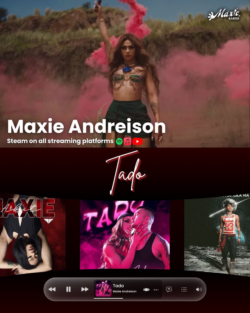 MaxieBabies's tweet photo. Nakataas ang noo na titindig laban sa diskriminasyon at homophobia. Stream "Tado" by @maxieandreison. Available sa mga major music platform. 🏳️🌈🏳️⚧️🎧
🔗https://t.co/3vAuHrnKIz
🔗https://t.co/6S28ftkFsh
🎨 @winzzleng
#MaxieBabies #TadoByMaxie #MaxieAndreison https://t.co/7JQKZf8d0q