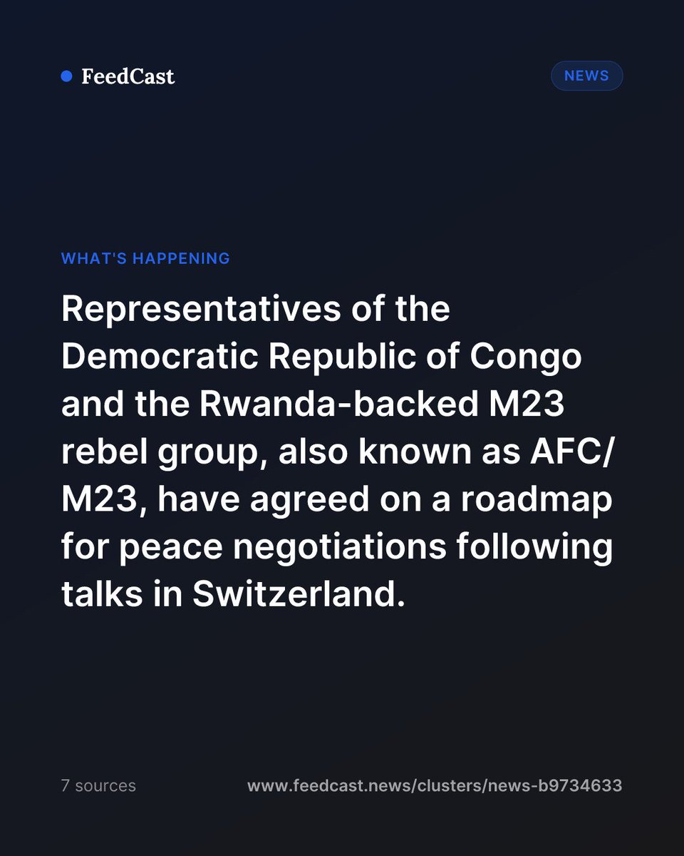 mafe_111's tweet photo. DR Congo and M23 rebels agree on a roadmap for peace talks in Switzerland. https://t.co/2oeEkyzai7