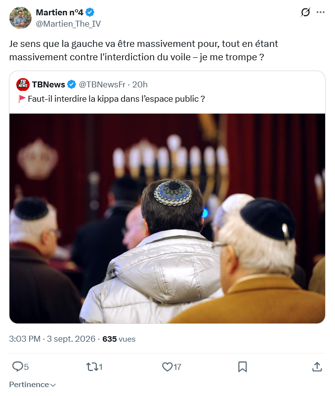 Esban_'s tweet photo. Oui, tu te trompes, on va être contre les deux. Vous, non, vous êtes uniquement pour interdire le voile, c’est ce qui fait que vous êtes racistes et que nous ne sommes pas antisémites. https://t.co/Hu5CBQ6FJj