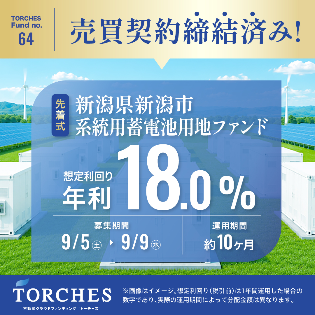 TORCHES_ofc's tweet photo. ＼今なら無料会員登録で【2,000円】もらえる💰／

『夏の投資スタート応援キャンペーン』開催中！
今なら無料会員登録で【2,000円】もらえる✨
さらに対象期間中に初回投資を完了された方"全員"に
【2,000円】を追加でプレゼント‼️

また、本日「No.64 新潟県新潟市 系統用蓄電池用地ファンド」の詳細を公開いたしました！
募集開始は「9/5（土）12:00〜」を予定しております🔥

まずは無料会員登録⬇️
https://t.co/9VDpdfIYLD