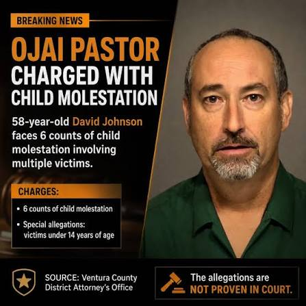 MAGAts_Exposed's tweet photo. Meet MAGAt pastor David Johnson, the Ojai, California religious leader who apparently found plenty of time between preaching ultra-conservative values and waging a furious political crusade against the LGBTQ+ community to get himself arrested on August 26, 2026. For a guy so publicly obsessed with "protecting traditional family values" from the rainbow flag, he seemed to have a completely different set of rules behind closed doors.

The Ventura County District Attorney's Office officially shattered his righteous, anti-woke persona by slapping him with six horrific felony counts of child molestation. The specific criminal rap sheet includes four counts of lewd acts upon a child and two counts of continuous sexual abuse.

According to official statements from the Ventura County District Attorney's Office, the charges involve multiple felony counts related to the abuse of two minors. The prosecution alleges that the offenses took place over a period of several years at multiple locations within Ojai and Oxnard, California.

Legal documents indicate that the defendant allegedly utilized a familial relationship to access the victims. The offenses are stated to have commenced when the individuals involved were under the age of 14.

During the initial court proceedings, a plea of not guilty was entered for all charges. The court ordered that the defendant remain in custody without bail pending further legal actions.

Given the defendant's prominent roles within the community as both a religious leader and a licensed professional, law enforcement officials are continuing their investigation. The Ventura County Sheriff's Department has requested that anyone with additional information relevant to the case contact authorities.