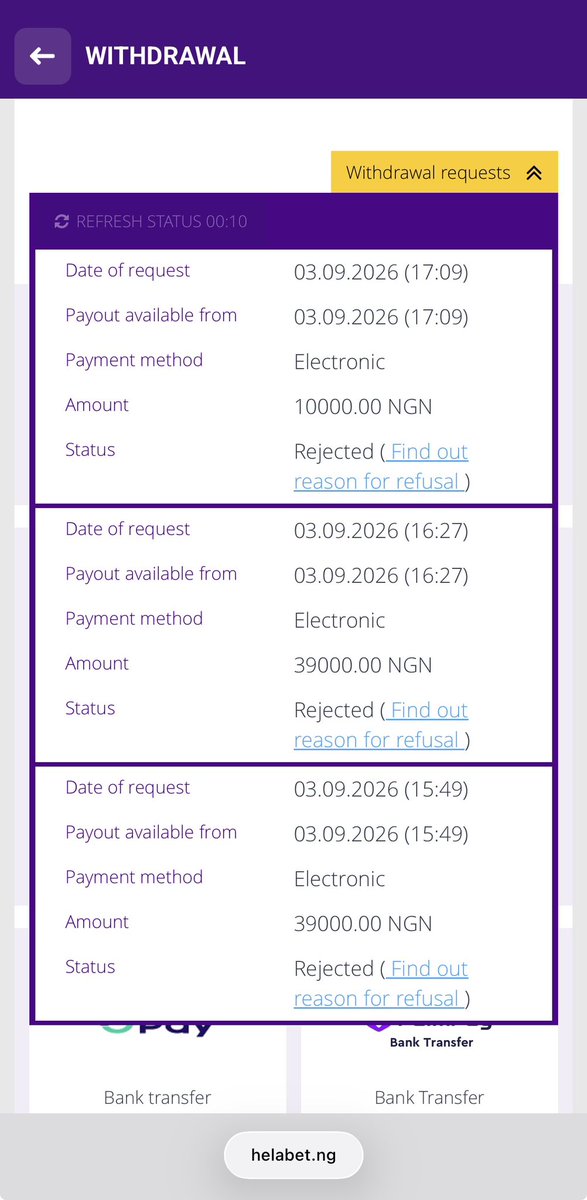 ajosze's tweet photo. @helabetNG  what’s happen to your withdrawal I can withdraw my money since on Sunday what’s going on is getting frustrating https://t.co/SKoCoMp8HX