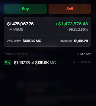 Usoppu's tweet photo. Bruh flipped $1.4K to $1.4M in 8 hours 

MEME gonna MEME https://t.co/GWv5RexTOi