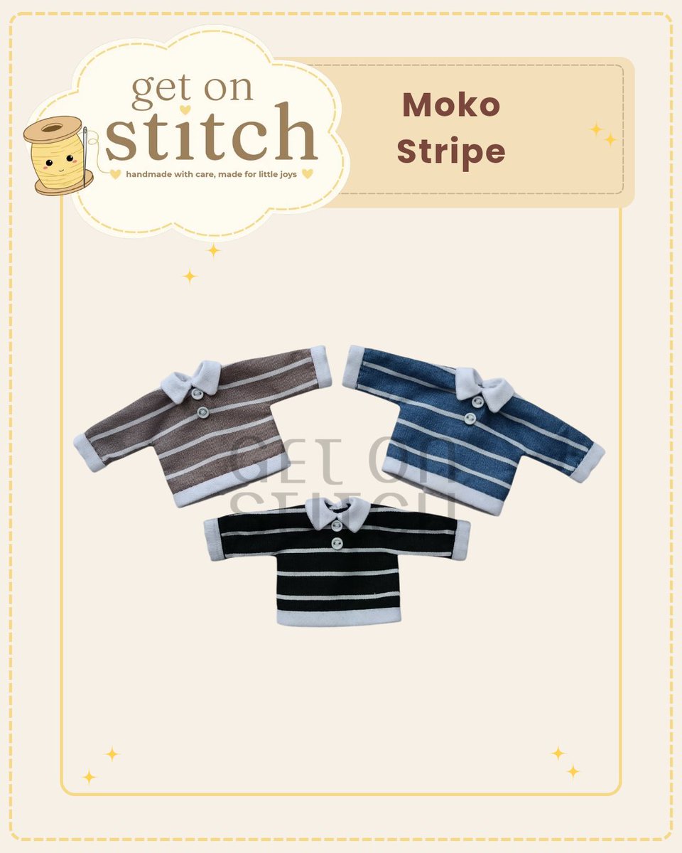 Getsu_guru's tweet photo. Meet Moko Stripe 

Nendoroid Doll Clothes - Moko Stripe
* Handmade with care ✂️
* Colors may vary by lighting &amp; display
* Shown on YMY Gen 2 – normal 
Available at Comifuro 23 (table number TBA) 

#nendoroiddoll #nendoroidclothes #getonstitch #comifuro23 #bajunendo https://t.co/5AddeQW0lN