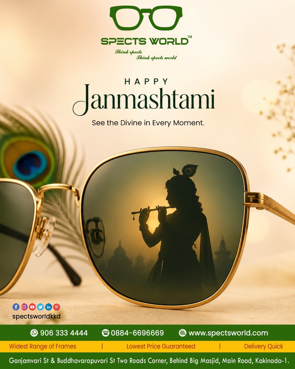 Spectsworldkkd's tweet photo. Spects World wishes you a very Happy Krishna Janmashtami! 👓💙

#spectsworldkkd #spectsworldinkakinada #eyewear #sunglasses #glasses #opticals #rangarayamedicalcollegekakinada #adityacollegeofengineeringsurampalem #sriprakashpeddapuram #littlewoodsschoolpanasapadu #trending https://t.co/udhXP4BTgP