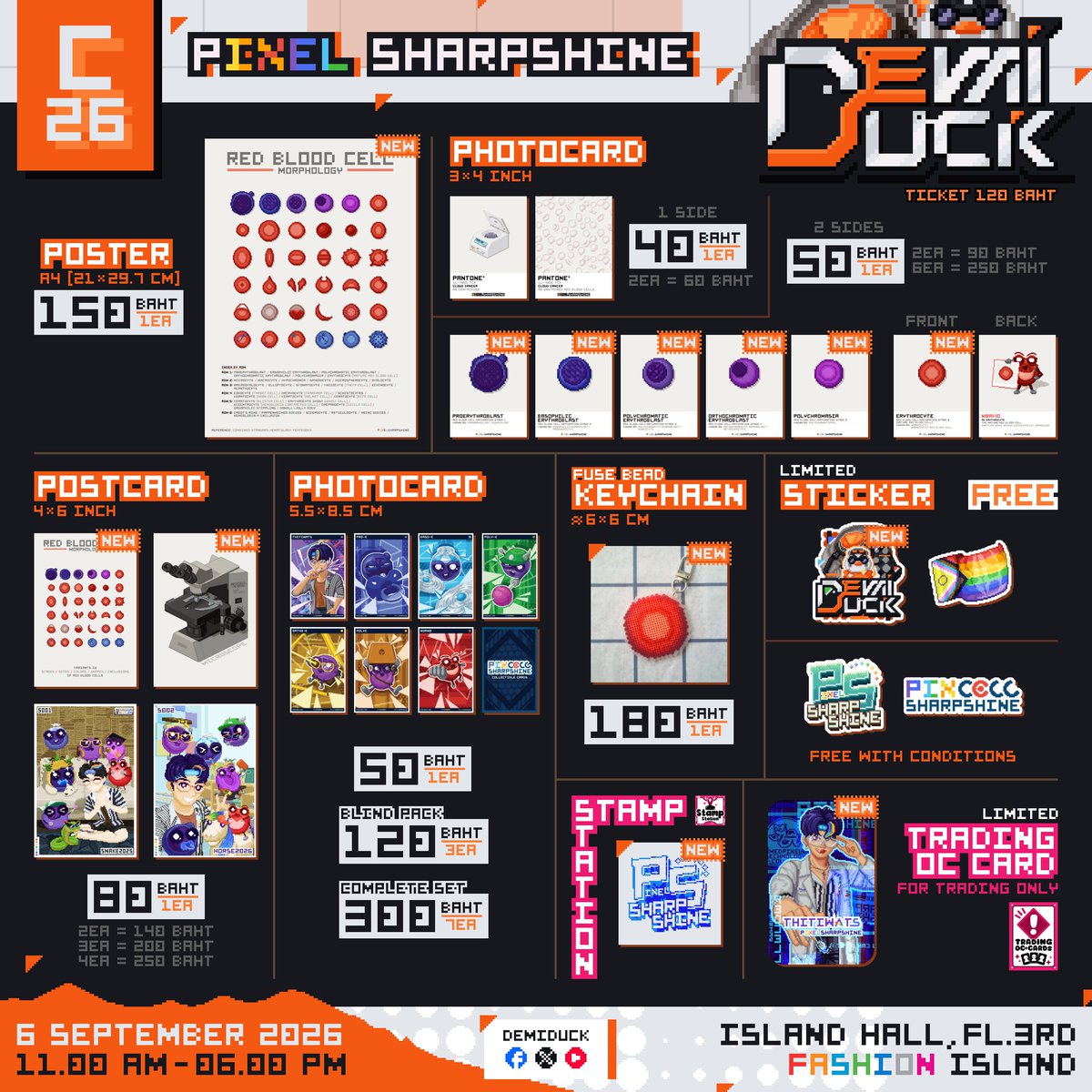 pixelsharpshine's tweet photo. C26: Pixel SharpShine
Demiduck 1 @DemiduckEvent
🗓 6 September 2026
⏰ 11.00 AM - 6.00 PM
📍Island Hall, 3rd Floor, Fashion Island
🎟 120 baht/day
#Demiduck1 #DK1
#DemiduckEvent
#PixelSharpShine
#PixelArt https://t.co/2sGCT0c0jb