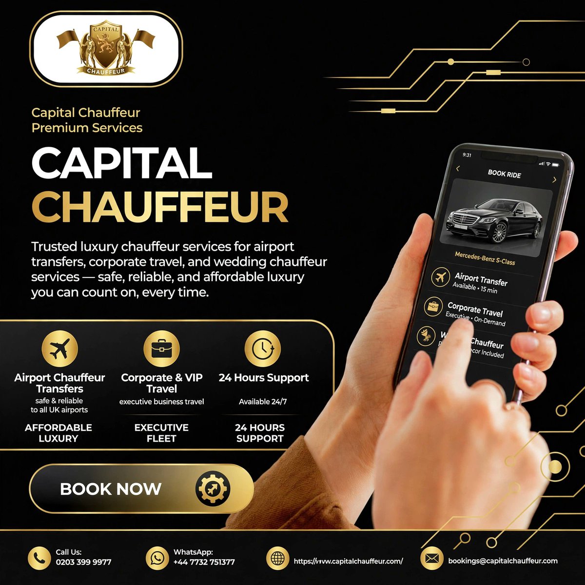 CapitalChauf's tweet photo. Capital Chauffeur provides professional airport transfers, corporate &amp; VIP travel, wedding chauffeur services and executive transportation across London and the UK.

WhatsApp: +44 7732 751377
Call: 0203 399 9977
Website: https://t.co/yhod6CqQ1K

#CapitalChauffeur #LondonChauffeur https://t.co/vnI6tBFQGJ