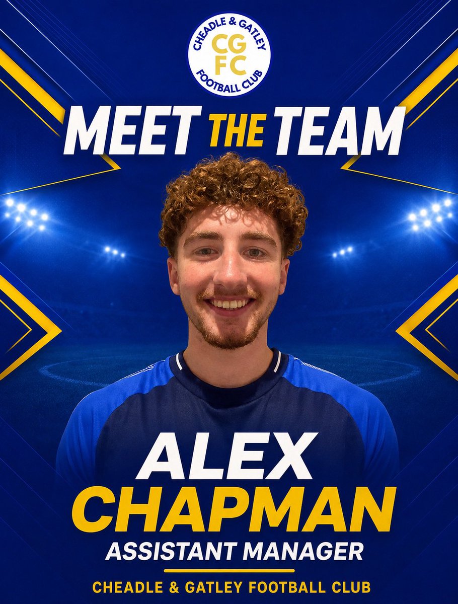 CGFC1st's tweet photo. 🔵🟡 MEET THE TEAM

Introducing our Assistant Manager, Alex Chapman!

Alex will work alongside the management team as we prepare for the season ahead.

Great to have you with us, Alex! ⚽️

#CheadleAndGatleyFC #CGFC #MeetTheTeam #GrassrootsFootball https://t.co/j3pvznOv1V