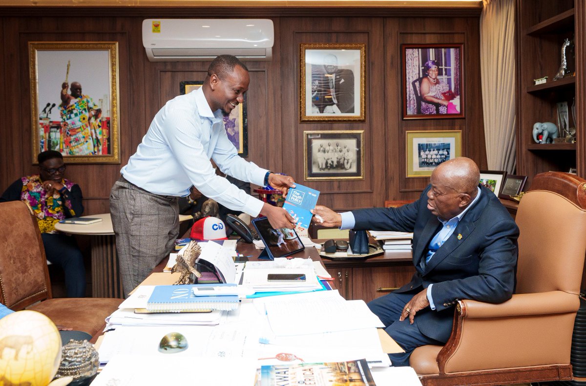 HonOpokuGyamfi's tweet photo. On Wednesday, my team and I had the honour of meeting with Former President @NAkufoAddo at his office to seek his blessings ahead of the October 3rd elections.
I shared my vision for building a stronger, united and more vibrant youth wing of the NPP. I was deeply inspired by his thought-provoking insights and invaluable counsel.
Every moment with our Former President was truly worthwhile.

#cid4nyo 
#TheMafiaso 
#NyameNeHene