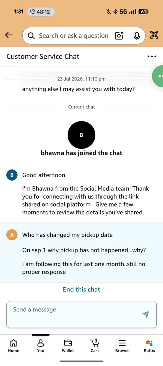 arunstepuparun's tweet photo. @AmazonHelp See the timing like this you will provide the customer support. I waiting more than 50 min still did not the resolution. Without my knowledge pickup has been changed after 15 days. https://t.co/kGCYyr1xbB