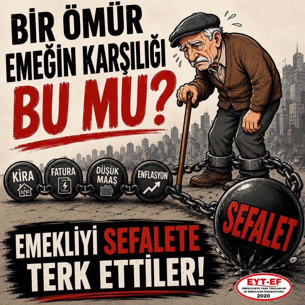 HannerNarv58903's tweet photo. Maaş yatıyor, geçinmeye yetmiyor!

Kira bekliyor, faturalar bekliyor, mutfak bekliyor…

Emeklinin cebinde ay sonunu görecek para kalmıyor.

Ömrünü çalışarak geçiren insana reva görülen bu düzen utançtır!

#EmekliyiSefaleteTerkEttiler
#5000KısmininHakkınıEzdiler https://t.co/Z1YQmdZZ3B