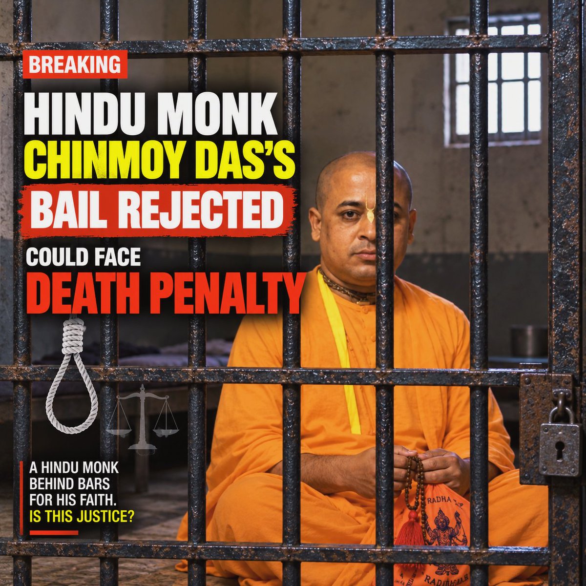 HinduUnityBD's tweet photo. Is demanding a Minority Ministry a big crime in Bangladesh?

Is asking for Durga Puja holidays a crime?

Is asking for the safety of Hindu lives &amp; property a crime?

This is the Janmashtami gift anti-Hindu Tarique Rahman has given to the Hindu community.
#FreeChinmoyKrishnaDas https://t.co/JIpbKNQM0q